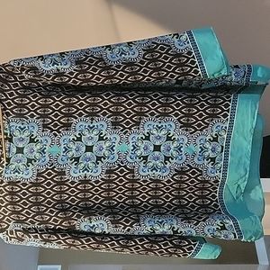 Rose and olive print tunic top
